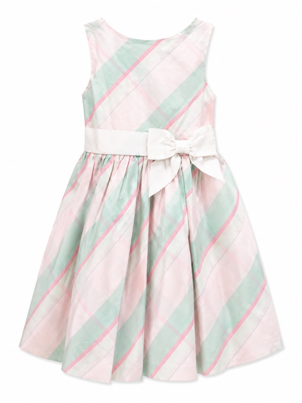 Janie and Jack Pink, Mint & White Striped Bow Dress